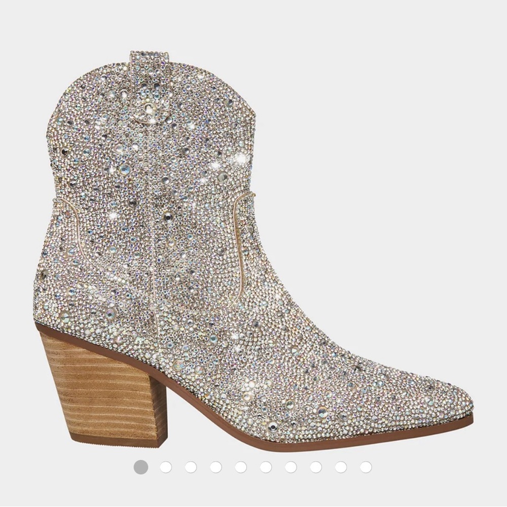 Betsey Johnson Diva, Diamond/Glittery Cowboy Booties